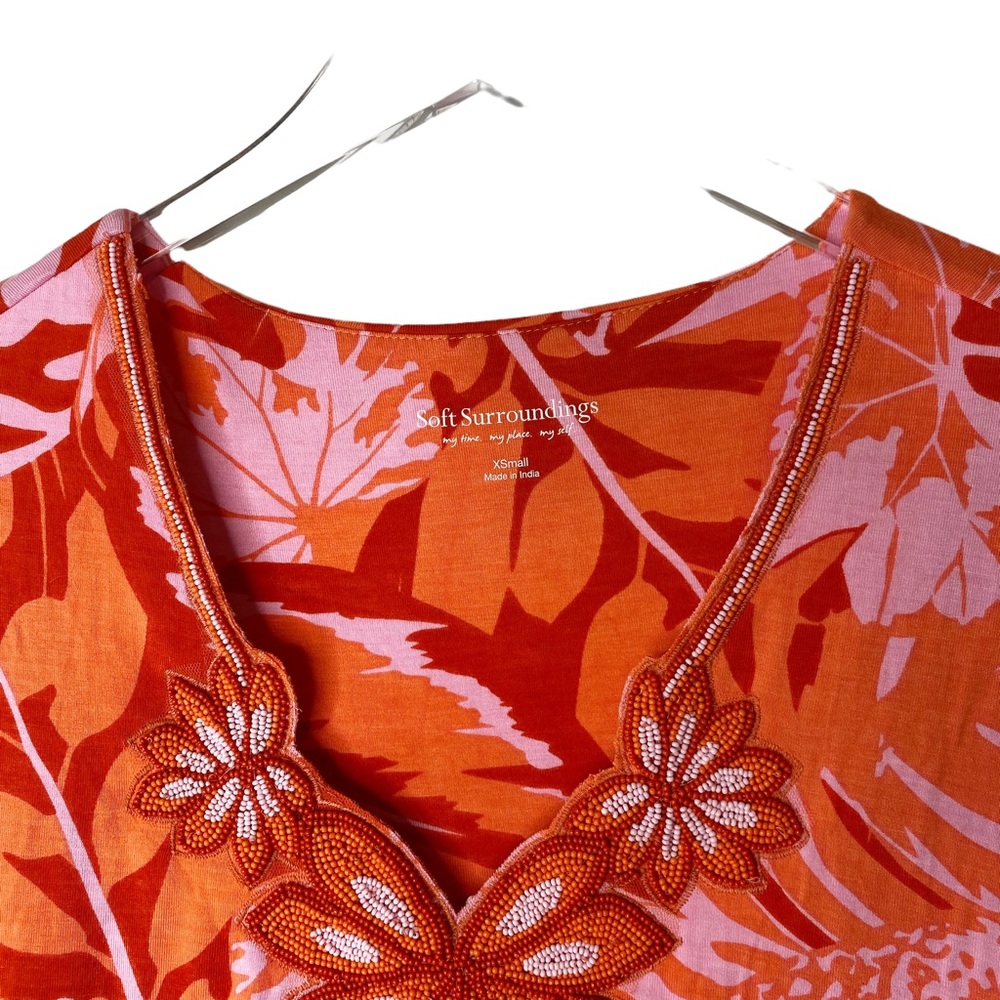 Soft Surroundings Del Rio Beaded Floral Tunic 3/4 Sleeves XS - Picture 9 of 12